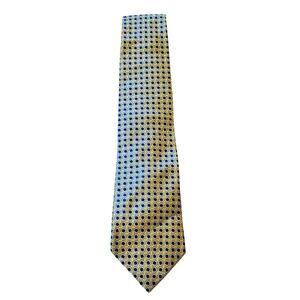 Vintage Lauren Ralph Lauren Mens Silk Tie Yellow Blue Geometric Art Deco Pattern